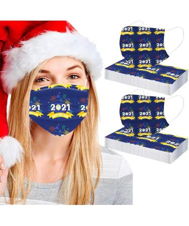 ZQP BEUU 20PCS Disposable_Mack for Women Men 2021 Happy New Year Printed 3-Layer Non-Woven Women Men Face Bandanas Breathable - Buy Online on GoSupps.com