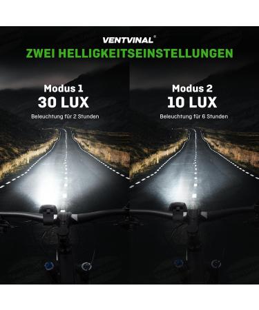 Buy Ventvinal LED Bicycle Lights - 30 Lux Front Lamp StVZO Approved IPX5 Waterproof USB-C for All Bikes - Fast International Shipping - Buy Online on GoSupps.com