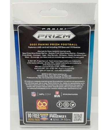 2021 Panini Prizm Football Trading Cards Hanger Box - 20 Cards - Buy Online on GoSupps.com