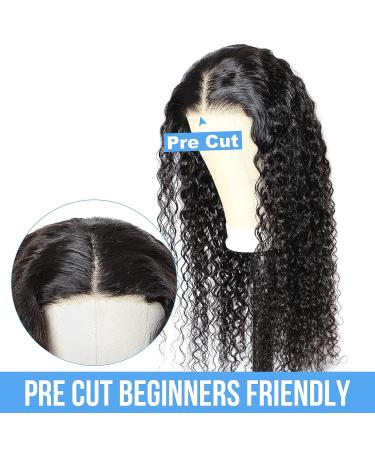 Ashart Wear and Go Water Wave Lace Front Wig for Black Women - 24 Inch Human Hair Glueless Wig with Pre Plucked 4x4 Closure - 180% Density - Buy Online on GoSupps.com