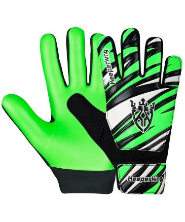 Keeperking goalkeeper gloves children boys and girls junior football gloves soccer player gloves for young goalkeeper gloves big 4-7 4 green-black-white