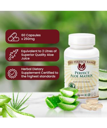 The Perfect Range Aloe Matrix - 60 Aloe Vera Capsules for Healthy Skin & Hair 250mg Supports Healthy Digestion & Immune System Vitamin E Aloe Vera Capsules Alo Vera Capsules - Buy Online on GoSupps.com