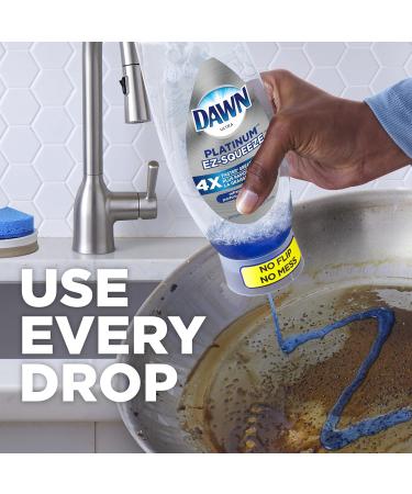 Dawn EZ-Squeeze Platinum Dishwashing Liquid Dish Soap Refreshing Rain Scent 535 ml (Pack of 3) + Dawn Non-Scratch Kitchen DIsh Sponges (Pack of 2) 321 ml (Pack of 5) - Buy Online on GoSupps.com