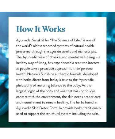 Natures Sunshine Ayurvedic Skin Detox - 100 Capsules | Purify & Revitalize Skin with Herbal Blend - Buy Online on GoSupps.com