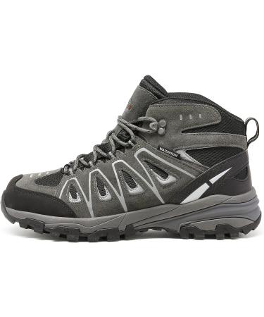NORTIV 8 Men's Waterproof Hiking Boots - Size 12 Grey | Ankle High Outdoor Trekking Footwear - Buy Online on GoSupps.com