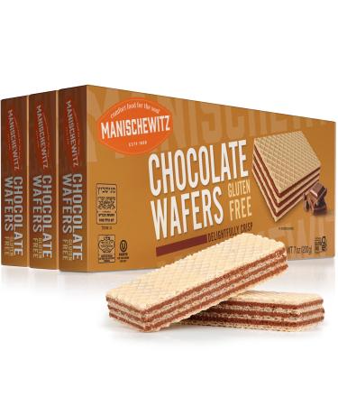 Manishewitz Gluten Free Chocolate Wafers 7oz (3 Pack) Crispy Wafer with Creamy Dark Chocolate Filling | Dairy Free | Certified Kosher (including Passover) - Buy Online on GoSupps.com