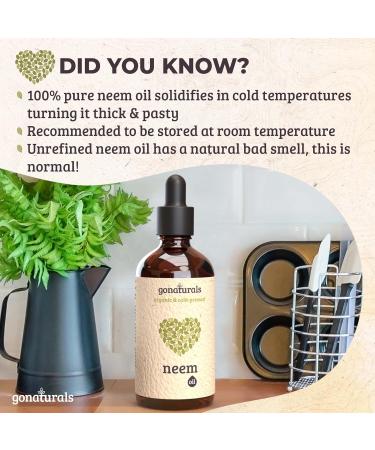 Gonaturals Neem l Bio 100ml | 100% Pure Cold Pressed Neem Oil for Pimples & Acne | Vegan Cruelty-Free Additive-Free - Buy Online on GoSupps.com