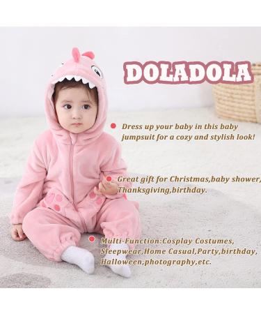 Doladola Unisex Kid's Costume Flannel Animal Hooded Romper - Pink Shark, Ages 2-3.5 Years - Buy Online on GoSupps.com