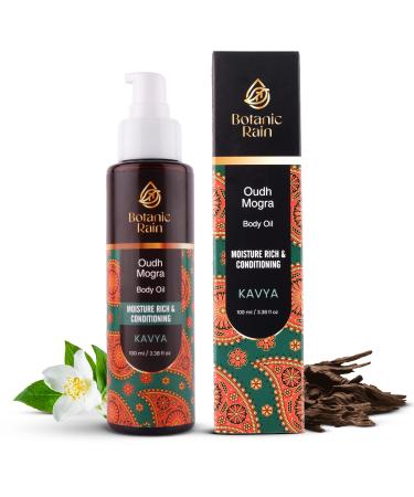 Botanic Rain Organic Body Oil With Oudh & Mogra  Ayurveda Body Oil After Shower  Moisturizing & Hydrating Natural Body Oil