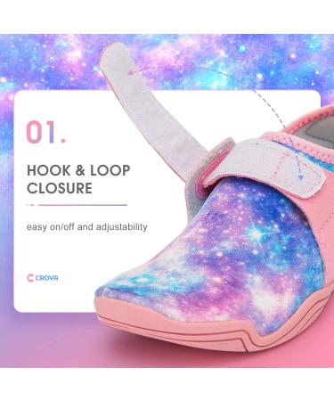 CROVA Kids Water Sports Shoes - Ultra Light Quick-Dry Aqua Socks for Boys Girls - Purple Galaxy Design - Sizes 2.5-10 Toddler/Little Kid - Buy Online on GoSupps.com