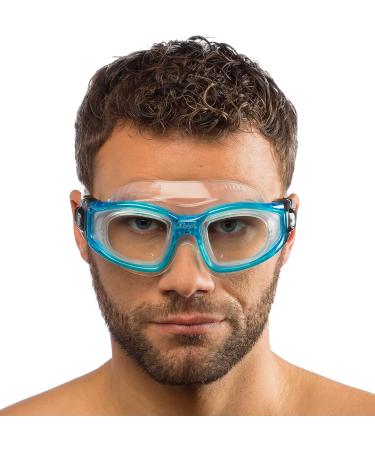 Cressi Galileo Adult Swim Goggles | Tempered Glass Lenses | No Distortion | Made in Italy | Clear/Aquamarine - Buy Online on GoSupps.com