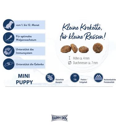 Happy Dog Fit & Vital Mini Puppy 800g - Premium Nutrition for Growing Puppies | International Shipping Available - Buy Online on GoSupps.com