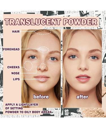 Loose Setting Powder Lightweight Oil Control Translucent Loose Face Powder with Brush Waterproof Long Lasting Soft Smooth Matte Face Finishing Powder for Natural Flawless Makeup - Buy Online on GoSupps.com