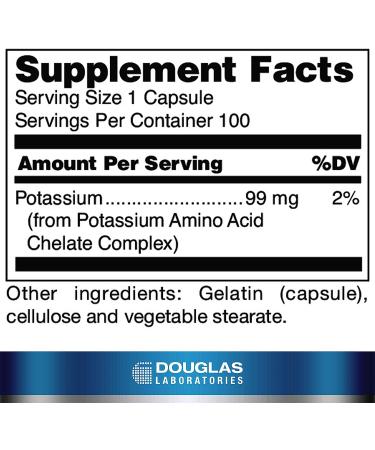 Douglas Laboratories Potassium 99 mg Chelated | Supports Nerve Impulses & Muscle Function | 100 Capsules - Buy Online on GoSupps.com