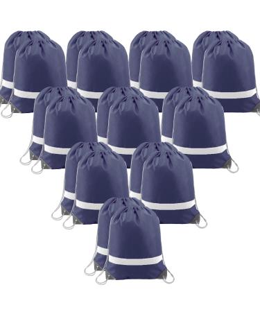BeeGreen 20|30|50 Pieces Drawstring Backpacks Bags for Gym Sport Trip, DIY Reflective String Bags Cinch Sacks Navy 20