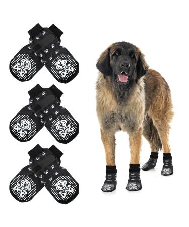 Mfsdai 3 Pair Anti Slip Socks with Adjustable Velcro Straps for Dogs Non Slip Paw Protectors for Hardwood Floors Paw Slides for Small Medium and Large Dogs XL