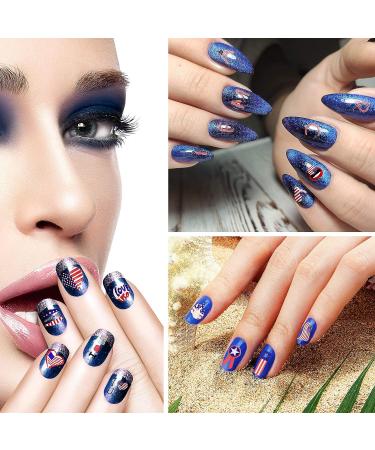 4th of July Nail Stickers - Patriotic American Flag Design - Set of 16 Self-Adhesive Decals for Independence Day Manicure - Buy Online on GoSupps.com