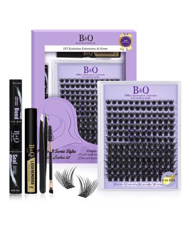 Lash Extension Set 156 PCs eyelash Extensions Set B & Q eyelash extension set Singing Mascara brush lash adhesive remote eyelashes Applicators for DIY eyelash extensions (B02 kit) 1 piece (1 Pack) 156PCs B02KIT
