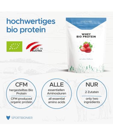 Organic Whey Protein Powder Strawberry 500g | 100% Natural 2 Ingredients No Additives High-Quality Protein Made in Austria - Buy Online on GoSupps.com