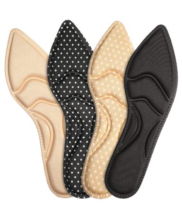 4 Pairs High Heel Insoles Breathable Shoe Pads 10.03 Inch Boot Inserts Foot Cushion Inserts Comfort Sponge Insert for Women Foot Pain  Arch Pain  Heel Sore  Loose Shoes (4 Tip Designs)