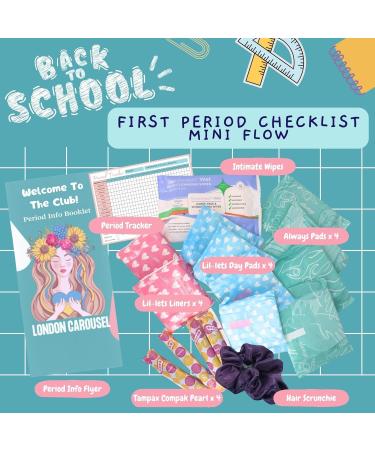 Girls First Period Kit - Lil-Lets Teen Pads, Always Pads, Tampax Tampons, Panty Liners, Feminine Wipes, Scrunchie, Info Flyer & Tracker - Buy Online on GoSupps.com