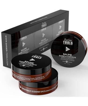 Barber Tools Beard Balm Set N 1/2/3 - 100% Natural Oils, Made in France - Nourishing & Hydrating Formula with Waxes, Butters, and Essential Oils - 3 x 30 ml - Buy Online on GoSupps.com