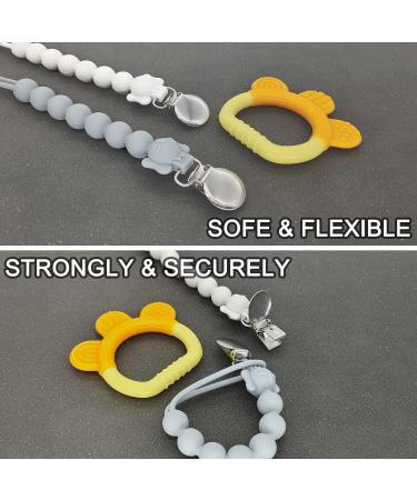 Langmeil Upgrade Silicone Pacifier Clip for Boys and Girls - Soft and Flexible Pacifier Holder - Ideal for Teething - Perfect Baby Shower or Birthday Gift (Blue & White) - Buy Online on GoSupps.com