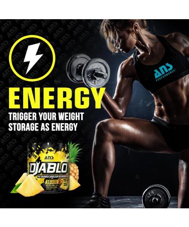 ANS Performance Diablo (35 Servings 4.9 oz) - Energy Powder for Elevated Strength & Stamina - With Added Kinetq Garcinia L Carnitine - Thermogenic Formula - Delicious Flavours (Pineapple Punch) - Buy Online on GoSupps.com