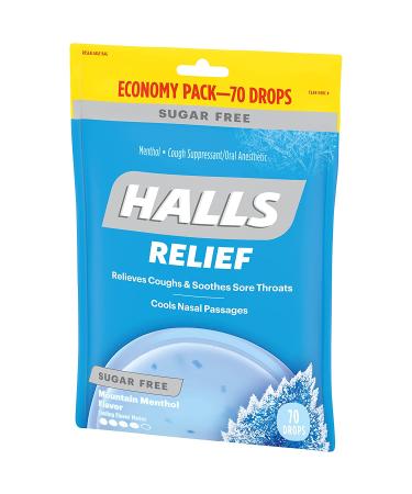 HALLS Relief Mountain Menthol Sugar Free Cough Drops - Economy Pack of 12 Bags (840 Drops) - Buy Online on GoSupps.com