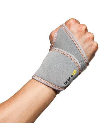 BraceUP Adjustable Wrist Wrap for Men and Women - Workouts Wrist Band Carpal Tunnel Compression Wrist Brace Tendonitis Wrist Splint Left Right Hand One Size Adjustable (Silver)
