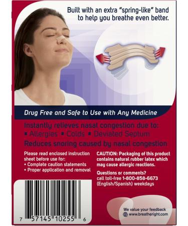 Breathe Right Nasal Strips - Stop Snoring, Drug-Free, Extra Tan (26 Count) - Buy Online on GoSupps.com