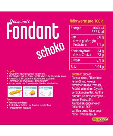 DECOCINO Fondant Chocolate 250g - Vegan & Palm Oil Free - Perfect for Decorating Cakes Tarts & Cupcakes - International Shipping Available - Buy Online on GoSupps.com