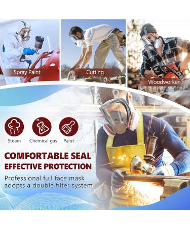 GZYZAMZ 6800 Full Face Gas Mask - Anti-fog Dust-proof Full Face Respirator Nuclear Mask with 2097 & 6001CN Filters Protection for Painting Mechanical Polishing Welding and Other Work Protection - Buy Online on GoSupps.com
