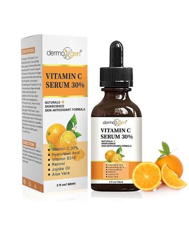 30% Vitamin C Serum for Face Hyaluronic Acid + Vitamin (B3 + E) + Jojoba + Aloe Vera- Natural & Organic Anti Wrinkle & Skin Rejuvenator Moisturizer Vitamin C for All Skin - (2 FL OZ) 2 Fl Oz (Pack of 1)