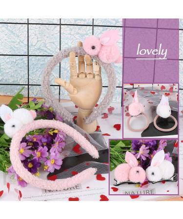 Shop UFLF Easter Bunny Hair Accessories Set | 4 Hair Ties + 2 Hair Ripes + 2 Rabbit Clips for Girls - Buy Online on GoSupps.com