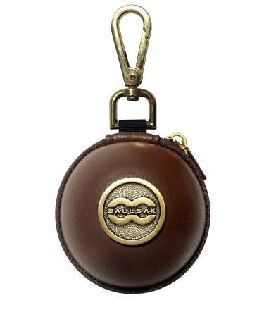 Ballsak Pro - Brass/Brown - Clip-on Cue Ball Case, Cue Ball Bag for Attaching Cue Balls, Pool Balls, Billiard Balls, Training Balls to Your Cue Stick Bag Extra Strong Strap Design!**