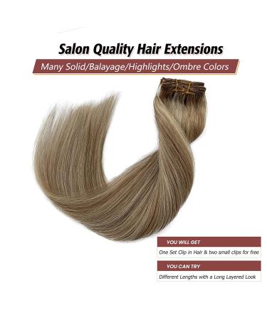 20 Inch Real Human Hair Extensions - Platinum Blonde Highlights Clip-In 70g, 7pcs - Remy Ash Brown #8P60 - Buy Online on GoSupps.com
