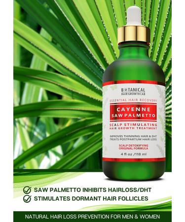 Botanical Hair Growth Treatment | Cayenne & Saw Palmetto Oil | Anti-Thinning Pre-Shampoo for Women & Men - 4 Fl Oz - Buy Online on GoSupps.com