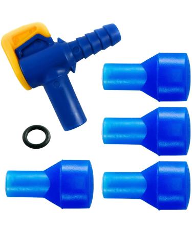 Aquatic Way Bite Valve Replacement Mouthpieces fits Camelbak and Most Brands (4-Pack), with Shutoff Valve and Tube O-Ring for Hydration Bladder and Backpack Water Reservoir Blue