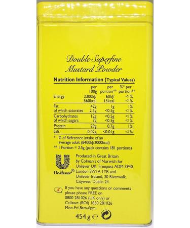 Colman's Double Superfine Mustard Powder - 16 oz Tin, 1 Pound Pack - Authentic English Mustard - Buy Online on GoSupps.com