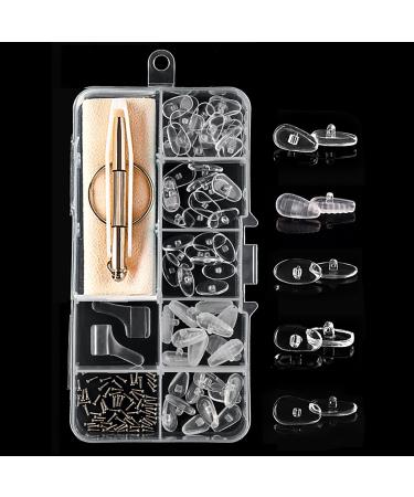 30 Pairs Eyeglass Repair Kit Soft Silicone Glasses Nose Pads Screw-in Glasses Nose Pads with Screws Screwdriver Tweezers Cleaning Cloth - Buy Online on GoSupps.com