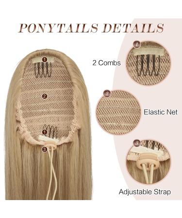 Feshfen 70cm Blonde Drawstring Ponytail Extensions - Long Straight Synthetic Braid for Women - Buy Online on GoSupps.com