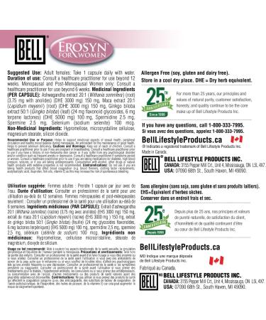 Bell Erosyn for Women |Developed to Support Emotional Aspects of Women's Sexual Health | One Capsule a Day | Made in Canada Erosyn for Women (Pack of 1) - Buy Online on GoSupps.com