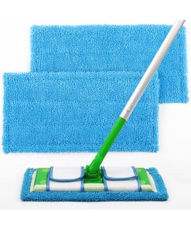 2 Pack Reusable Mop Pads Refill Compatible with Swiffer Sweeper Mops - Washable Microfiber Mopping Replacement Cleaning Pads, Wet & Dry Use