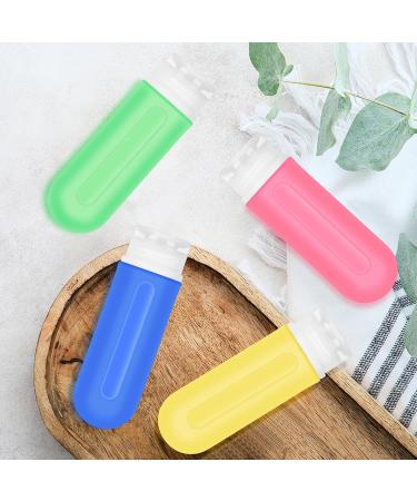 Skycase Travel Bottles for Toiletries - 4 PCS Leak Proof 3 oz Silicone Bags - Refillable Liquid Accessories for Shampoo & Conditioner - Yellow Blue Pink Green - Buy Online on GoSupps.com