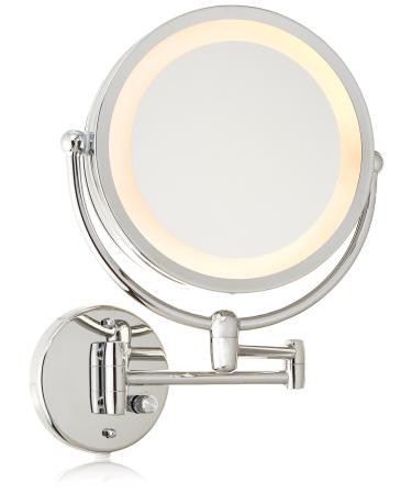 Danielle Revolving Wall-Mounted Day/Night Lighted Mirror  10X Magnification  Chrome