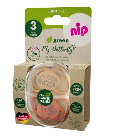 Buy Nip Butterfly Pacifier - Skin-Friendly BPA-Free Soft & Flexible Extra Light Sustainable for 16-32 Months - Orange Size 3 - Buy Online on GoSupps.com