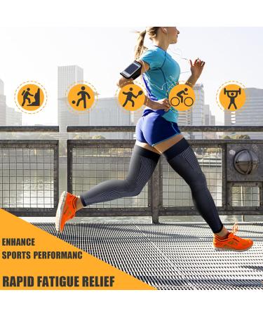 Full Leg Compression Sleeves for Men & Women - Thigh High 20-30mmHg Support Stockings for Pain Relief Swelling & Varicose Veins - Ideal for Running Travel & Athletics - Black XL - Buy Online on GoSupps.com