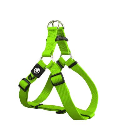 DDOXX Nylon Step-In Dog Harness - Adjustable Chest Puppy Harness for All Sizes - S (Green) Green S - 1.5 x 45-63 cm