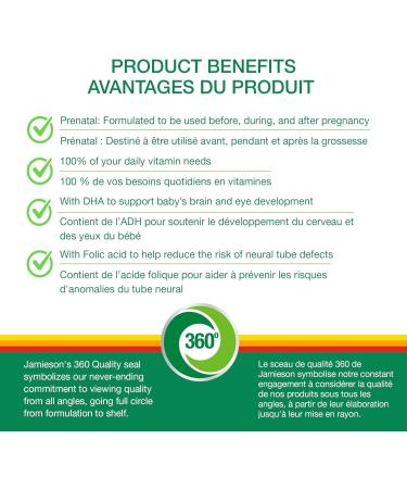 Jamieson PRENATAL Complete Multivitamin with DHA Supplement 60 Softgels - Buy Online on GoSupps.com